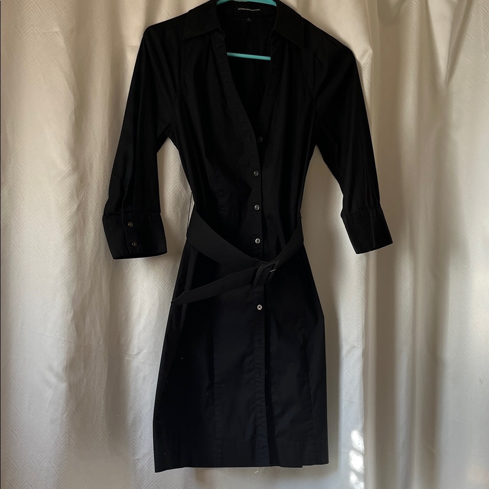 Express Design Studio Black Long Sleeve Dress with Belt